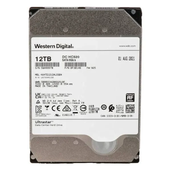 هارد کارکرد صفر WD Ultrastar DC HC520 12TB SAS (سلامت ۱۰۰٪)